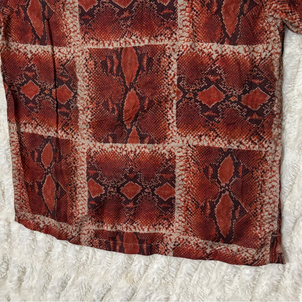 All Saints Red Snake Print Casual Button Down Shirt - Picture 10 of 15